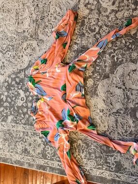 Peach Floral Long Sleeve Top